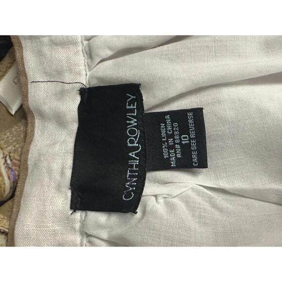 Cynthia Rowley modern classic tan/white striped linen A-line skirt Size 10 - Picture 5 of 5